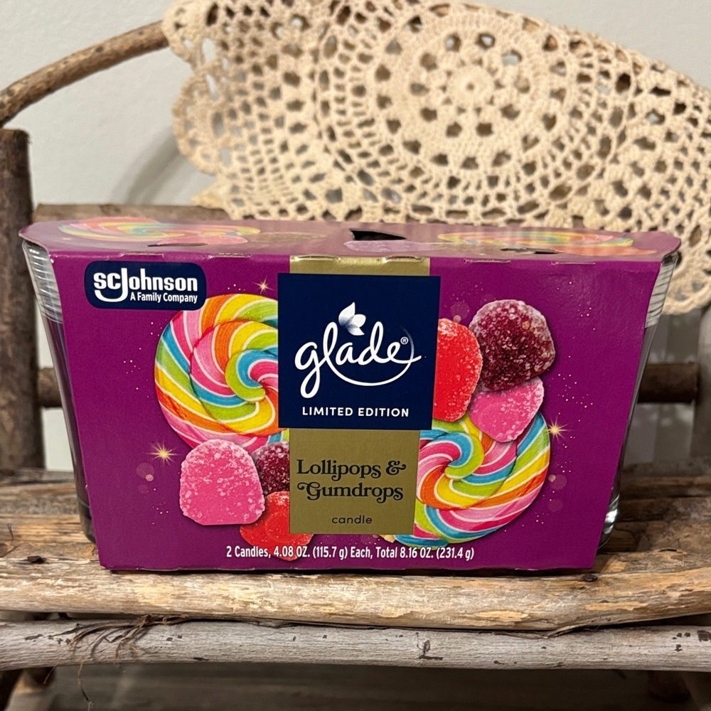 NEW Glade LIMITED EDITION Lollipops & Gumdrops 2 pack CHRISTMAS Candles